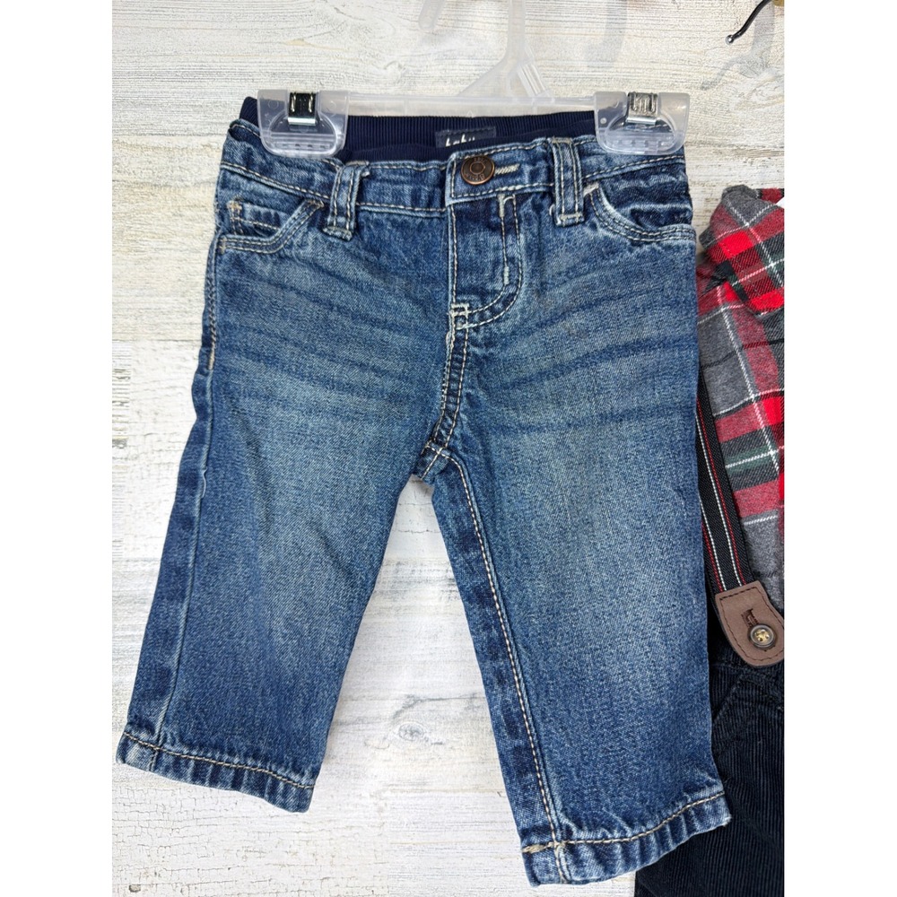 Carter's OshKosh Baby Boys 3M Plaid Fleece Denim Bundle CabinCore Warm - Picture 3 of 6
